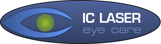 IC Laser Eye Care logo – The Pennsylvania Surgery and Laser Center Logo of IC Laser Eye Care featuring a stylized blue eye with a green center on a dark oval background, representing vision care and laser eye treatment services – The Pennsylvania Surgery and Laser Center